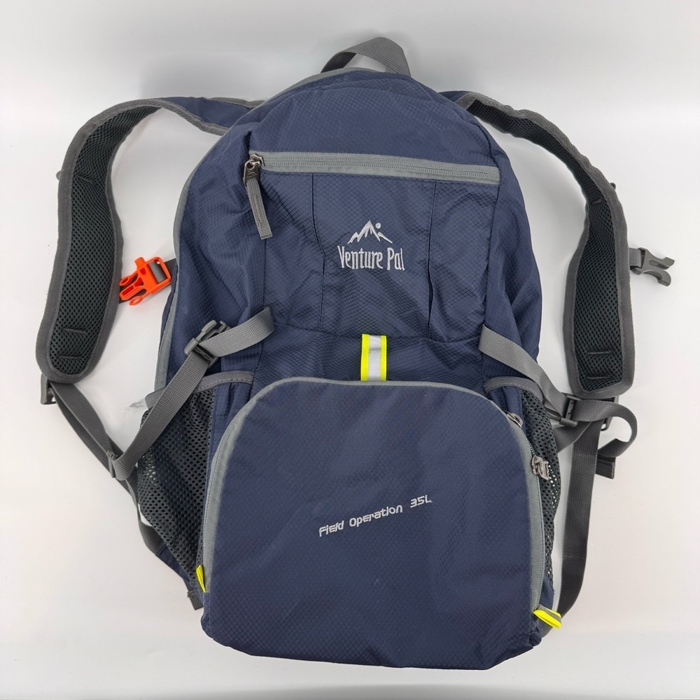 Blue and Gray Hiking Backpack with Padded Straps